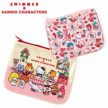 [Sanrio] SWIMMER×SANRIO CHARACTERS - 2x Flat Pouch Set [JAN 2024] Sanrio Original Japan