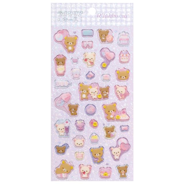 [Rilakkuma] Glitter Transparent Stickers - Purple San-X Official Japan 2024