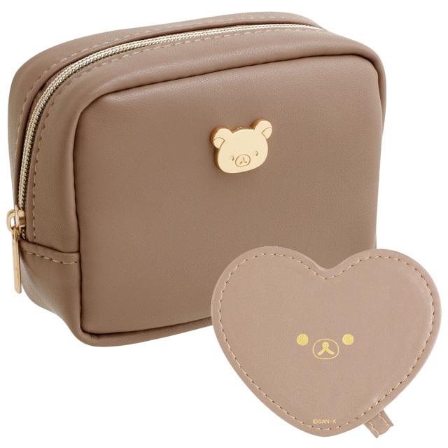 [Rilakkuma] Pouch w/Heart-Shaped Mirror - Brown San-X Official Japan 2024