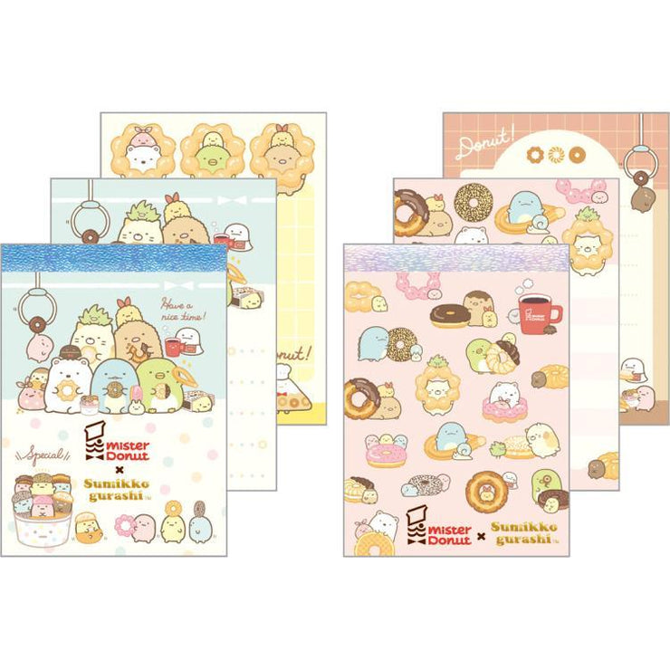 [Sumikko Gurashi] - Sumikko Gurashi x Mister Donut - 2x Mini Memo Pad Set San-X Official Japan 2024