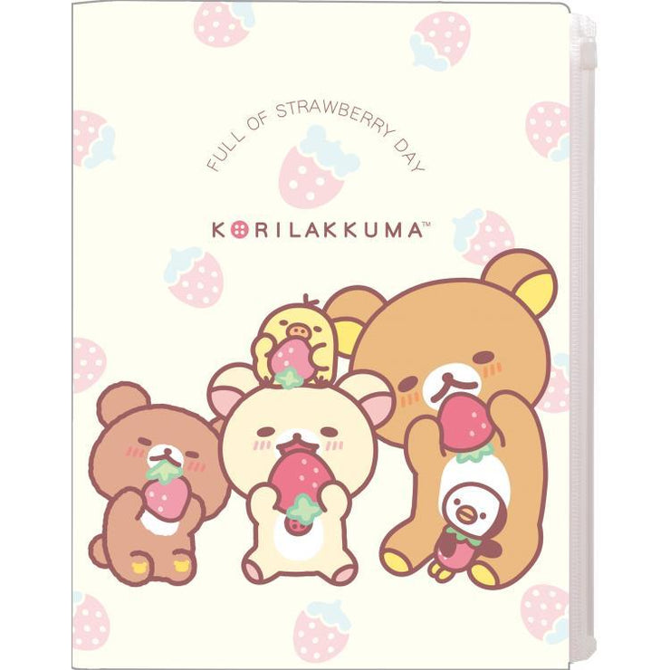 [Rilakkuma] - Korilakkuma Full of Strawberry Day - 6+1 Pocket Plastic  Document Holder -B San-X Official Japan 2024