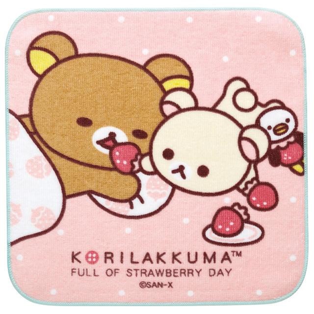 [Rilakkuma] - Korilakkuma Full of Strawberry Day - Mini Towel San-X Official Japan 2024