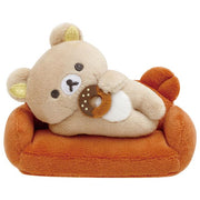 [Rilakkuma] -BASIC RILAKKUMA HOME CAFE - Relaxing on Sofa Tenori Plush Set San-X Official Japan 2023