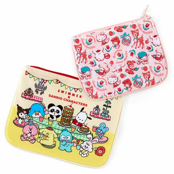 [Sanrio] SWIMMER×SANRIO CHARACTERS - 2x Flat Pouch Set [JAN 2024] Sanrio Original Japan