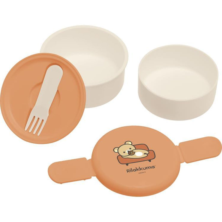 [Rilakkuma] -BASIC RILAKKUMA HOME CAFE - Round Two-Tier Lunch Box (Bento Box) San-X Official Japan 2023