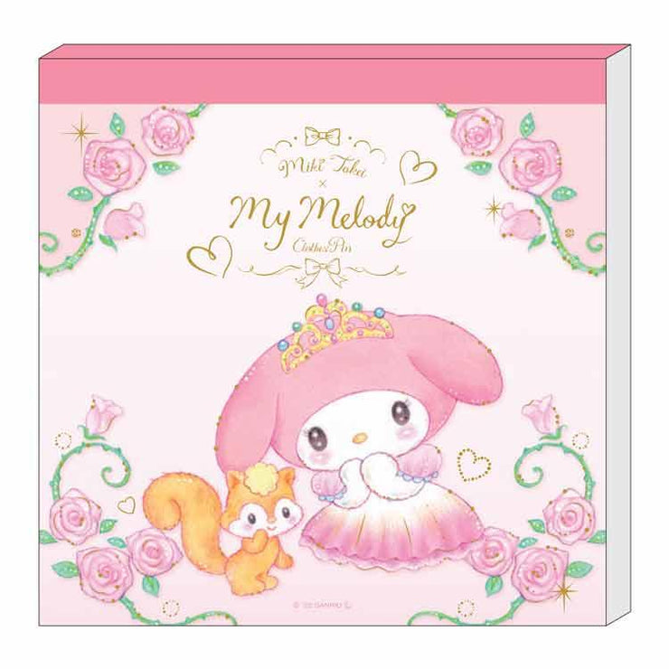 [NEW] My Melody x Takei Miki -Fairy Tale Princess- Square Memo Pad 2023 Clothes-pin Japan