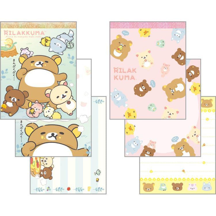 [Rilakkuma] - Minna de Manpuku Makumaku - 2x Mini Memo Pad Set San-X Official Japan 2024