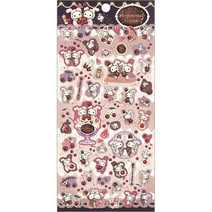 [Sentimental Circus] -Yofukashi Parfait to Hoshikuzu Namida no Drained Cherry- Sticker Set - A San-X Official Japan 2024