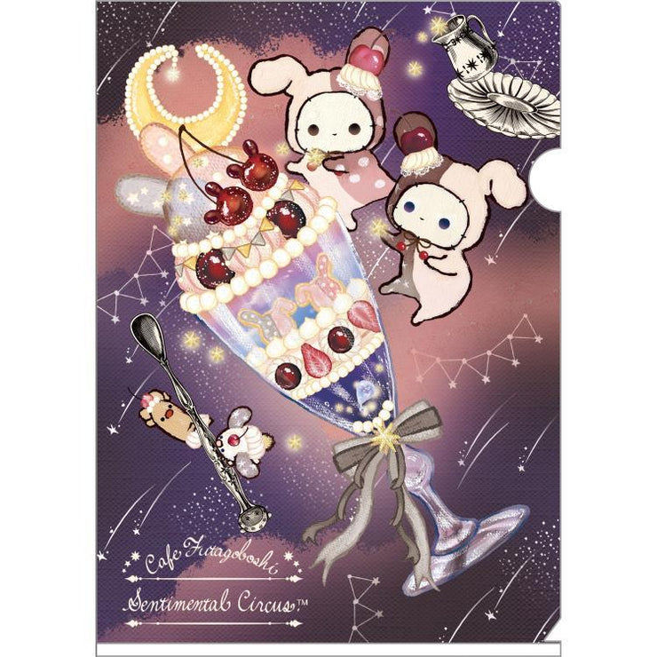 [Sentimental Circus] -Yofukashi Parfait to Hoshikuzu Namida no Drained Cherry- A4 Plastic Document Holder San-X Official Japan 2024