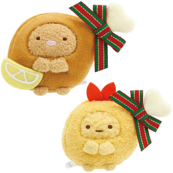 [Sumikko Gurashi] Ouchi no Sumikko Christmas - Nakayoshi Tenori Plush Set (Tonkatsu Teriyaki Chicken & Ebifurai no Shippo Fried Chicken) San-X Official Japan 2024