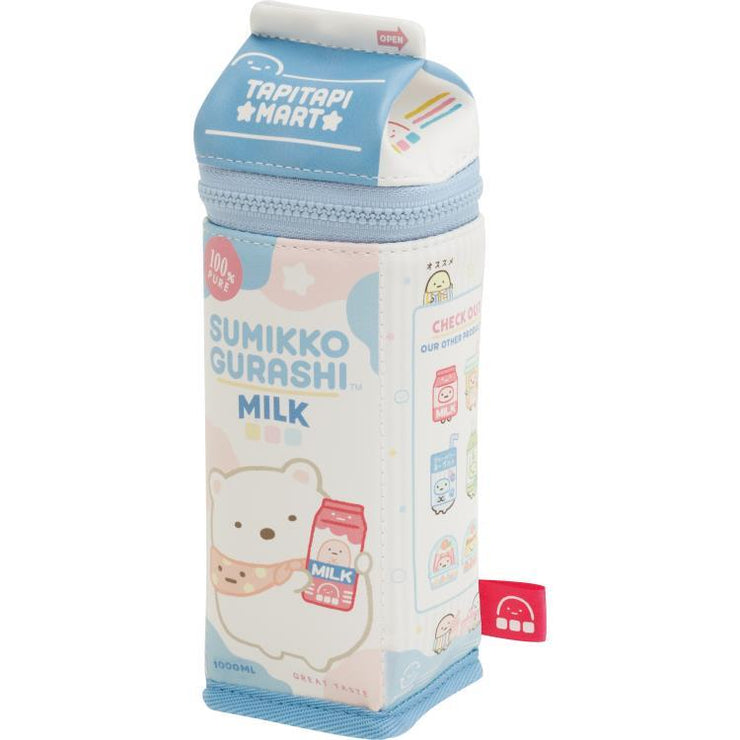 [Sumikko Gurashi] - Waku Waku Tapioca Convenience Store - Milk Carton-Shaped Pen Case San-X Official Japan 2024