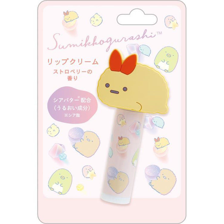 [Sumikko Gurashi] Lip Balm with Mascot - Ebi Fry no Shippo (Strawberry Scent) San-X Official Japan