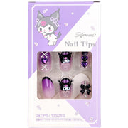 [Clearance]#[Sanrio] Kuromi Nail Tips (Set of 24) 2024 Santan Japan