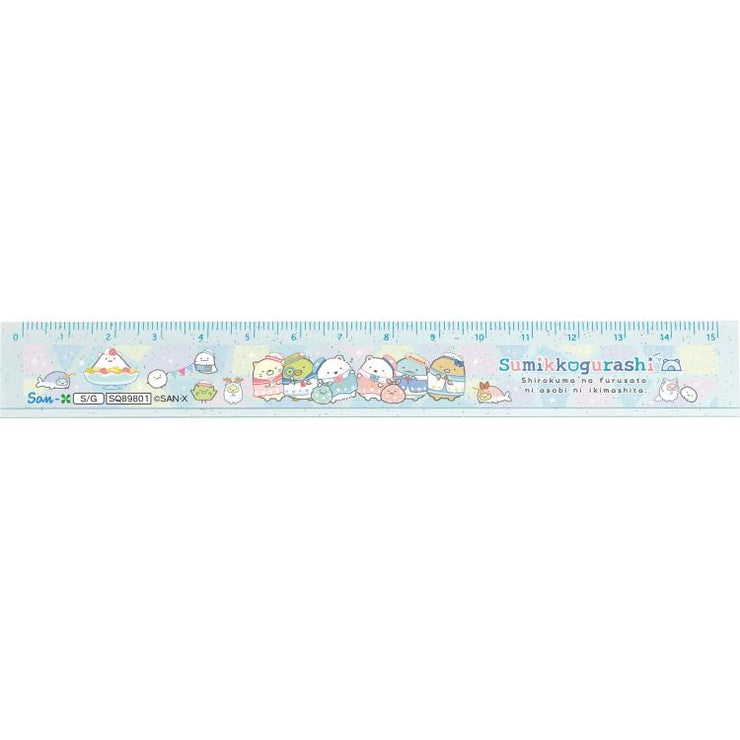 [Sumikko Gurashi] - Shirokuma no Furusato - Slim Ruler - Blue San-X Official Japan 2024