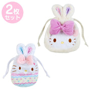 [Clearance]#[Sanrio] Easter Rabbit Design Series - 2x Kinchaku Pouch Set - Hello Kitty [MAR 2024] Sanrio Original Japan