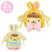 [Clearance]#[Sanrio] Easter Rabbit Design Series - 2x Kinchaku Pouch Set - Pom Pom Purin [MAR 2024] Sanrio Original Japan
