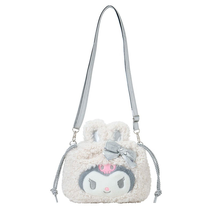 [Sanrio] -Fuwa Fuwa Snow Rabbit Design Series- 2WAY Drawstring Shoulder Bag - Kuromi [DEC 2024] Sanrio Original Japan